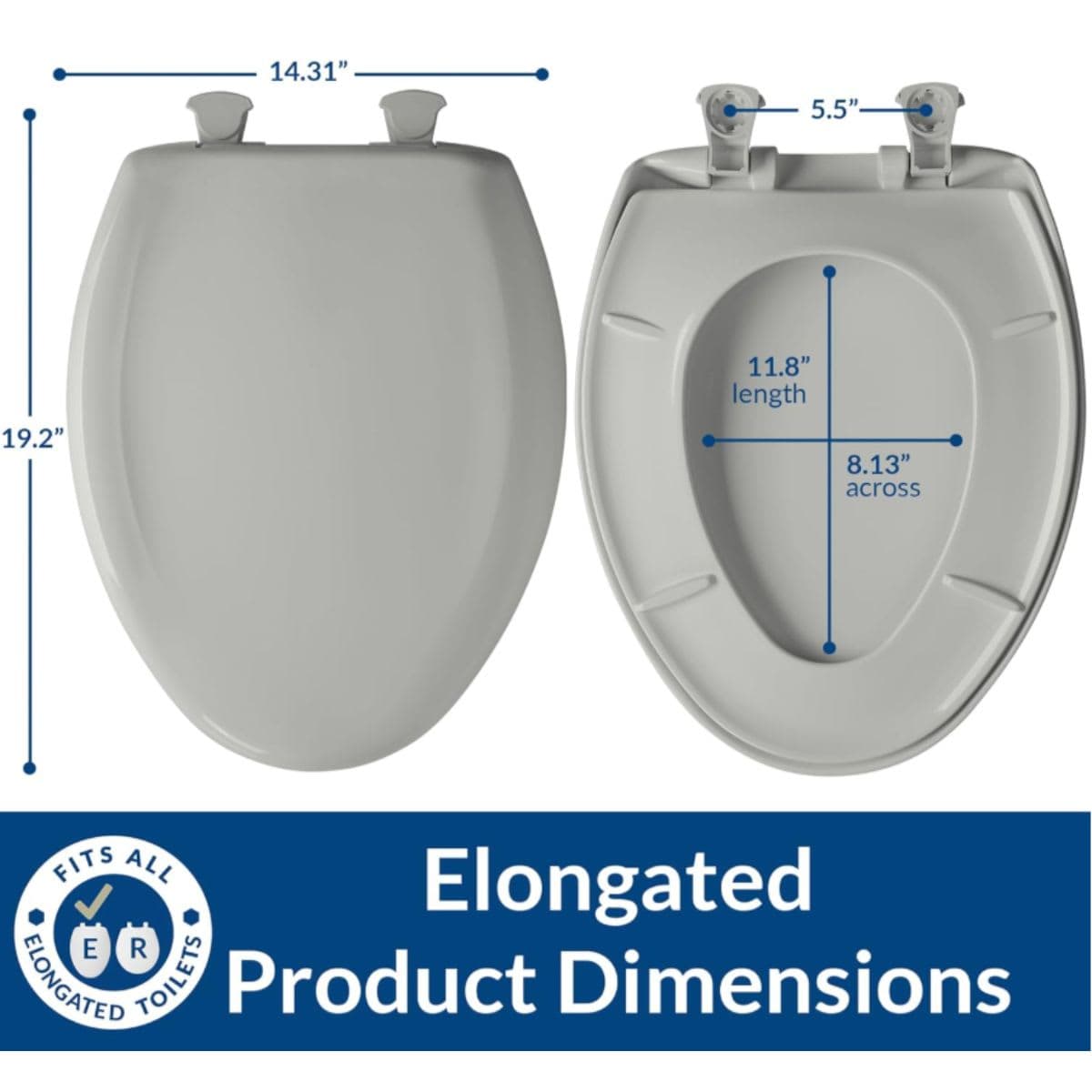Bemis 1200SLOWT 047 Slow Close Sta-Tite Elongated Closed Front Toilet Seat, Black thumbnail 4