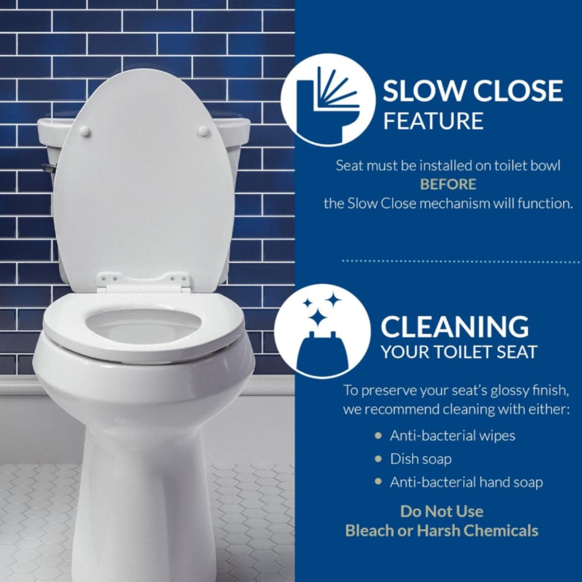 Bemis 1200SLOWT 047 Slow Close Sta-Tite Elongated Closed Front Toilet Seat, Black thumbnail 5