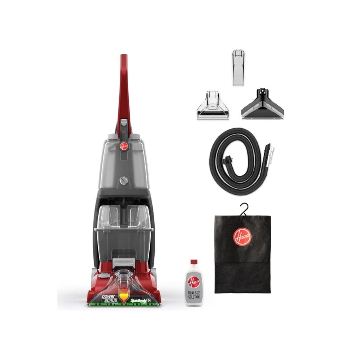 Hoover Power Scrub Deluxe Carpet Cleaner Machine, Upright Shampooer, FH50150, Red