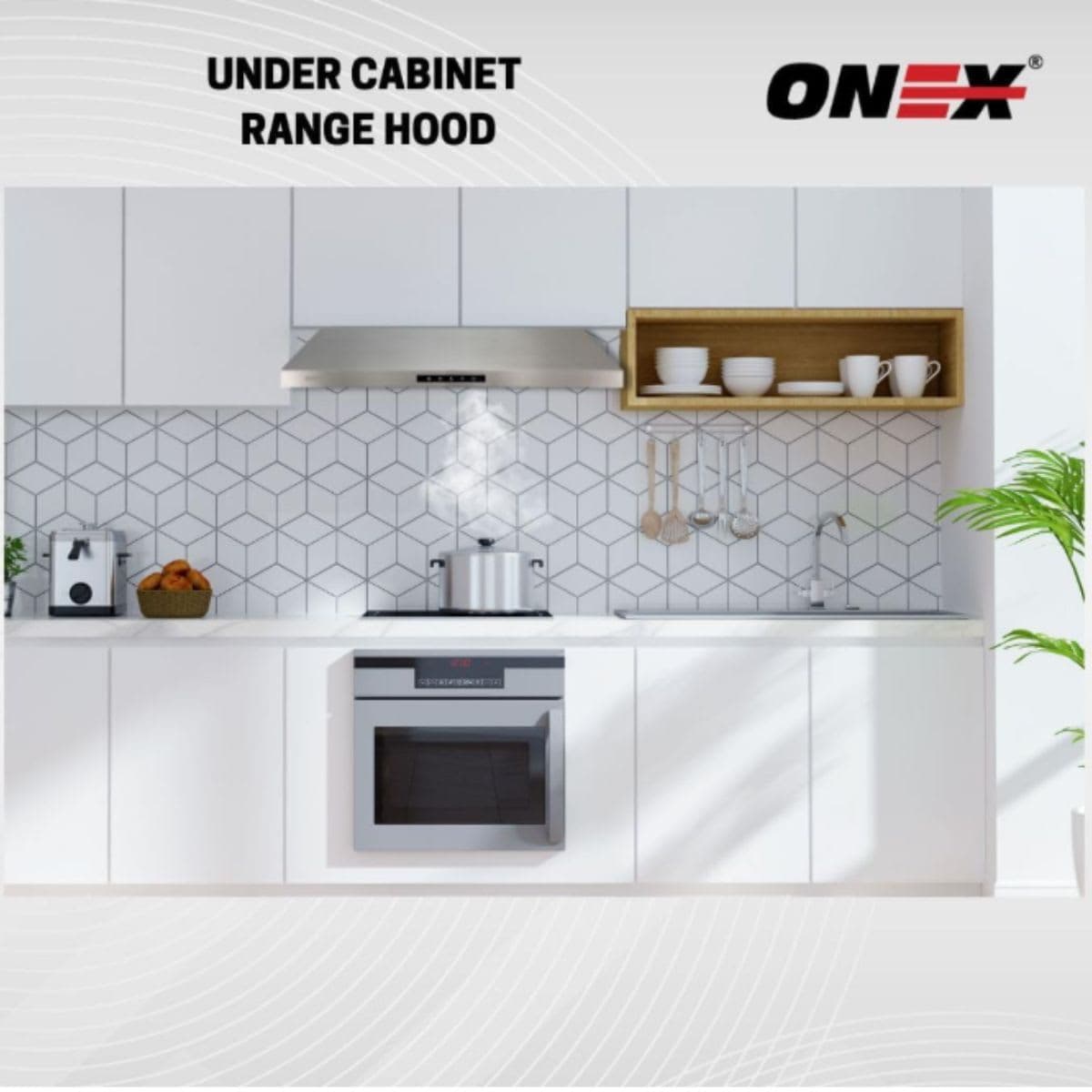 ONEX OHF60D-WH Kitchen Range Hood Fan 30 inch under cabinet, Stainless Steel Range Hood Fan, hotte de cuisine 30 pouces - 3 Speed Fan, 700 CFM, Soft Touch Control Panel (White) thumbnail 2