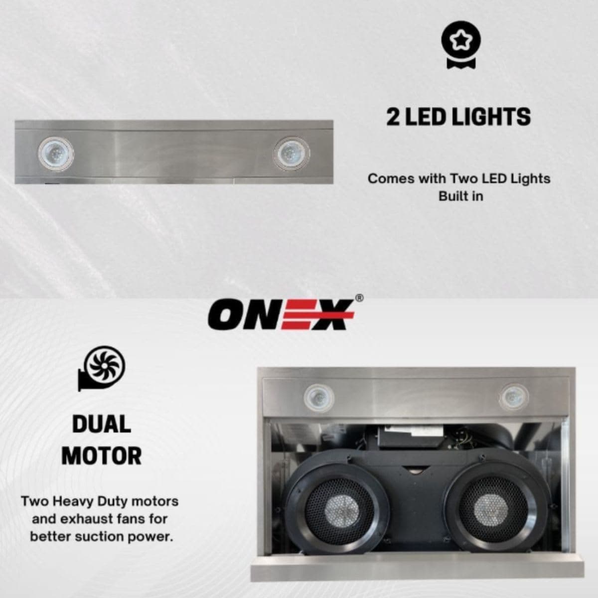 ONEX OHF60D-WH Kitchen Range Hood Fan 30 inch under cabinet, Stainless Steel Range Hood Fan, hotte de cuisine 30 pouces - 3 Speed Fan, 700 CFM, Soft Touch Control Panel (White) thumbnail 5