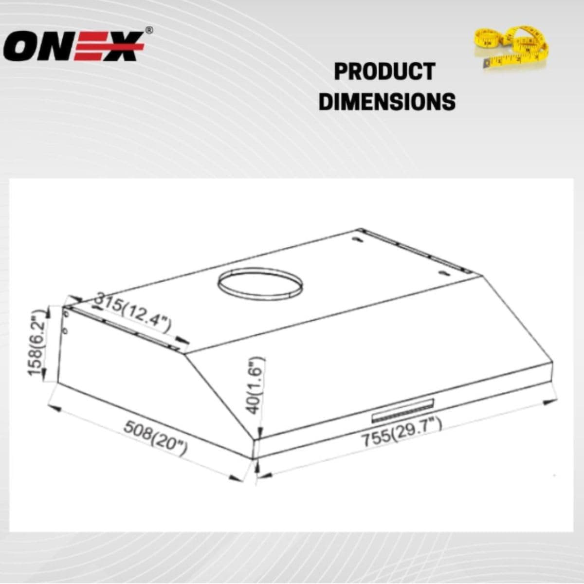 ONEX OHF60D-WH Kitchen Range Hood Fan 30 inch under cabinet, Stainless Steel Range Hood Fan, hotte de cuisine 30 pouces - 3 Speed Fan, 700 CFM, Soft Touch Control Panel (White) thumbnail 6