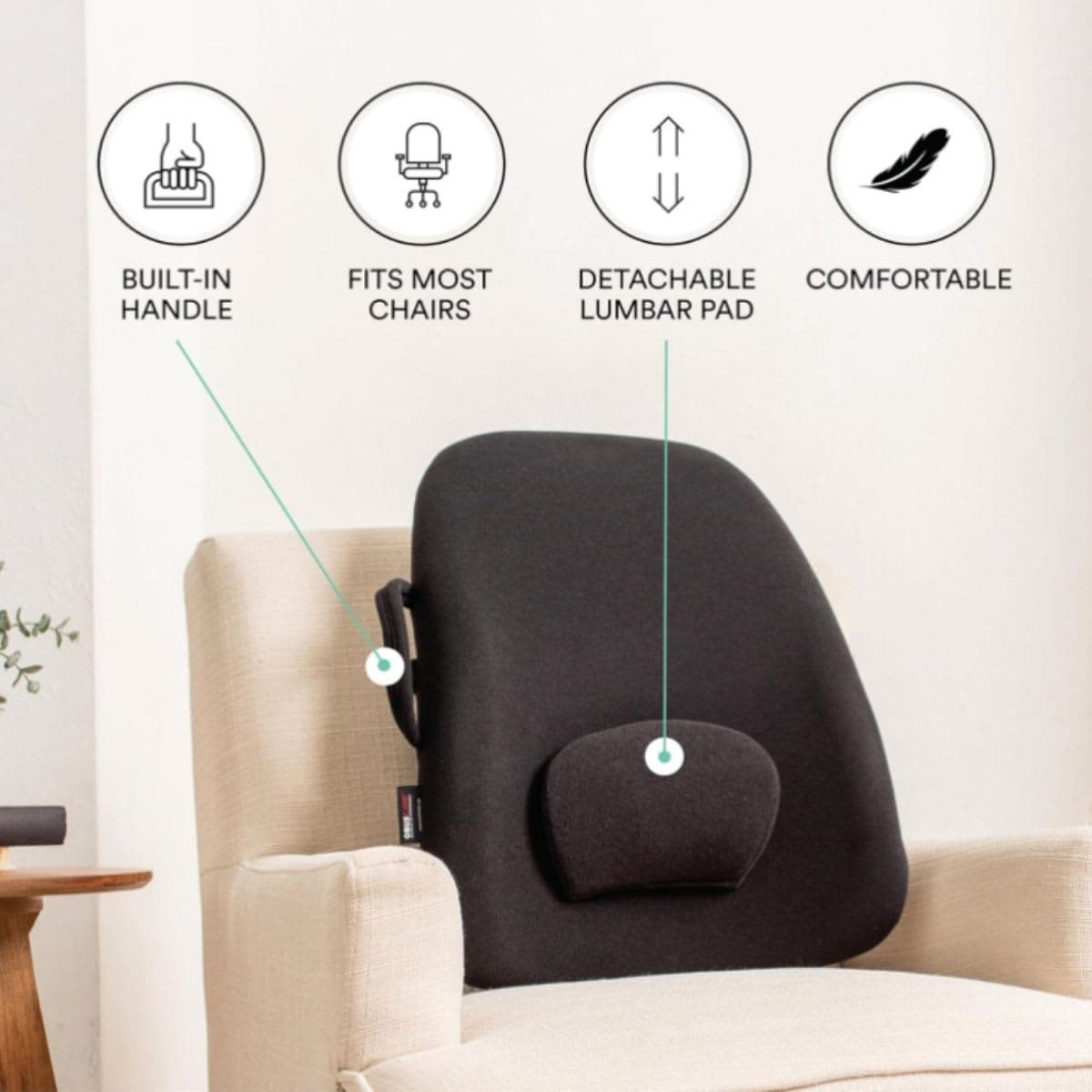 ObusForme Lowback Backrest Support - Lower Back Padded Seat Cushion and Lumbar Support Pillow, Portable Posture Support with Soft and Durable Foam thumbnail 3