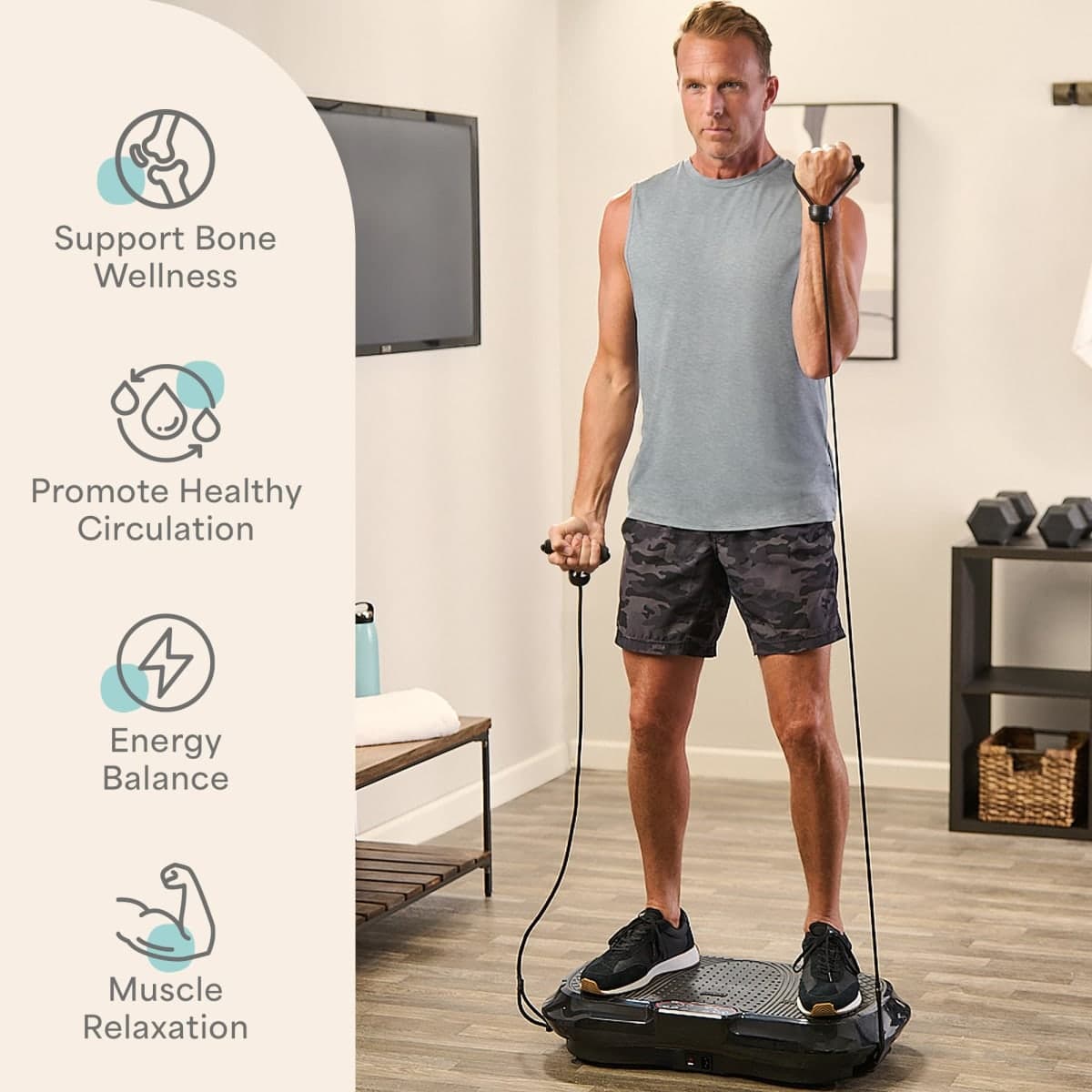Lifepro Waver Vibration Plate Exercise Machine – Whole Body Oscillation Platform w/ 99 Speed Levels & 9 Programs – Remote Control, Loop & Resistance Bands for Full Body Home Gym Workout thumbnail 3