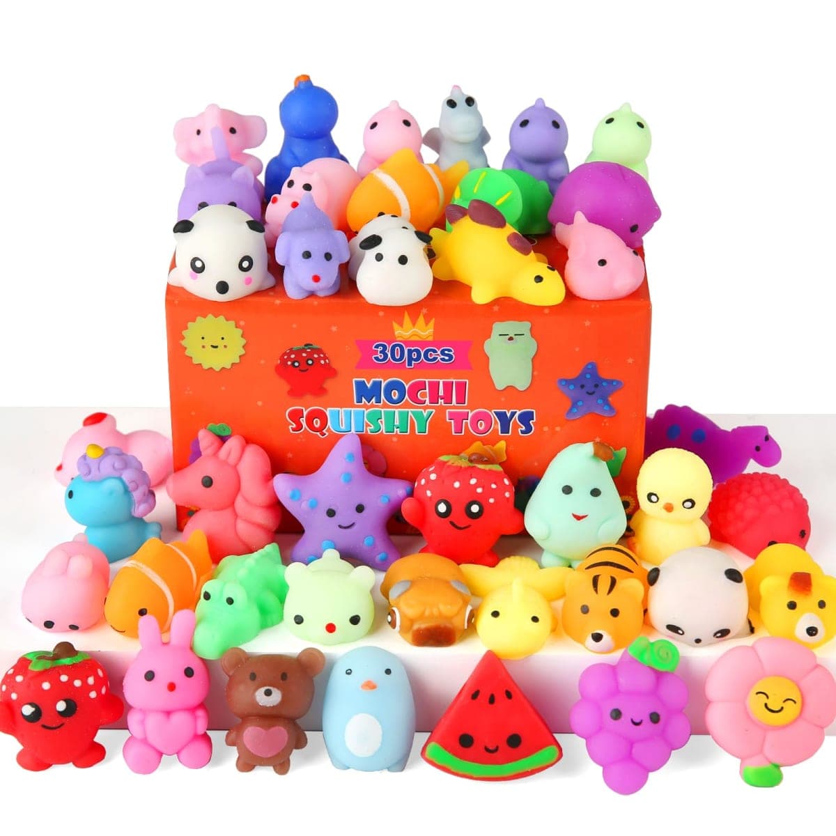 30 Pack Squishy Toys, Kawaii Squishies Party Favors for Kids 4-8 8-12 Treasure Box Toys for Classroom Birthday Xmas Gifts Goodie Bag Mini Animals Mochi Squishy Stress Relief Sensory Toy Random