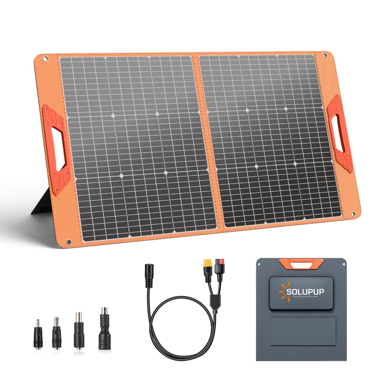 100W Portable Solar Panel for Power Station, 19.8V Foldable Solar Charger with DC/XT60/Anderson Cable & QC3.0 USB Outputs, 23% High Efficiency IP65 Waterproof 2 Kickstands for Outdoor Camping RV Trip