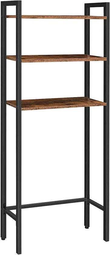 HOOBRO Over The Toilet Storage, 3-Tier Industrial Bathroom Organizer, Bathroom Space Saver with Multi-Functional Shelves, Toilet Storage Rack, Easy to Assembly, Greige and Black BG41TS01 — image 1