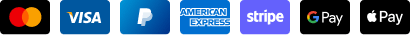 Accepted payment methods - Visa, PayPal, Mastercard, Amex, Stripe, Google Pay, Apple Pay