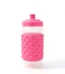 Blue 20oz Bullseye's Playground sensory water bottle filled with glitter and small objects.