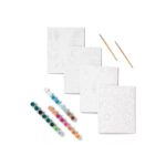 4pk Paint by Number Canvas boards Floral - Mondo Llama™: DIY Art Kit, Acrylic Paint & Brushes, Adult Craft Activity