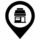 Icon of a storefront in a map pin representing the physical Bin4more store location in Oakville.