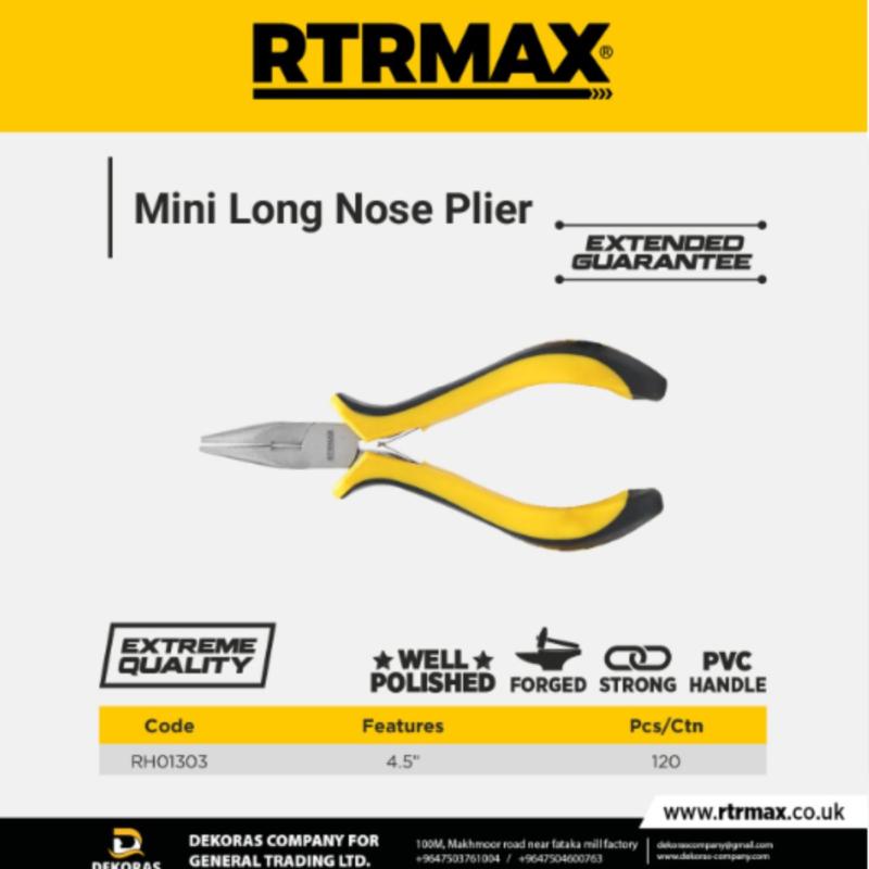 RTRMAX RH01303 Long nose plier 4.5inch Essential Value | RTRMAX RH01303 Long nose plier 4.5inch