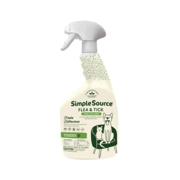SimpleSource® Flea & Tick Home & Pet Spray, Powered by Plants, Kills Fleas, Flea Eggs, Flea Larvae, & Ticks, Kills & Repels Mosquitos, 32oz Bottle
