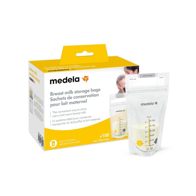 Medela breastmilk storage bags in 100 pack for safe and easy milk storage