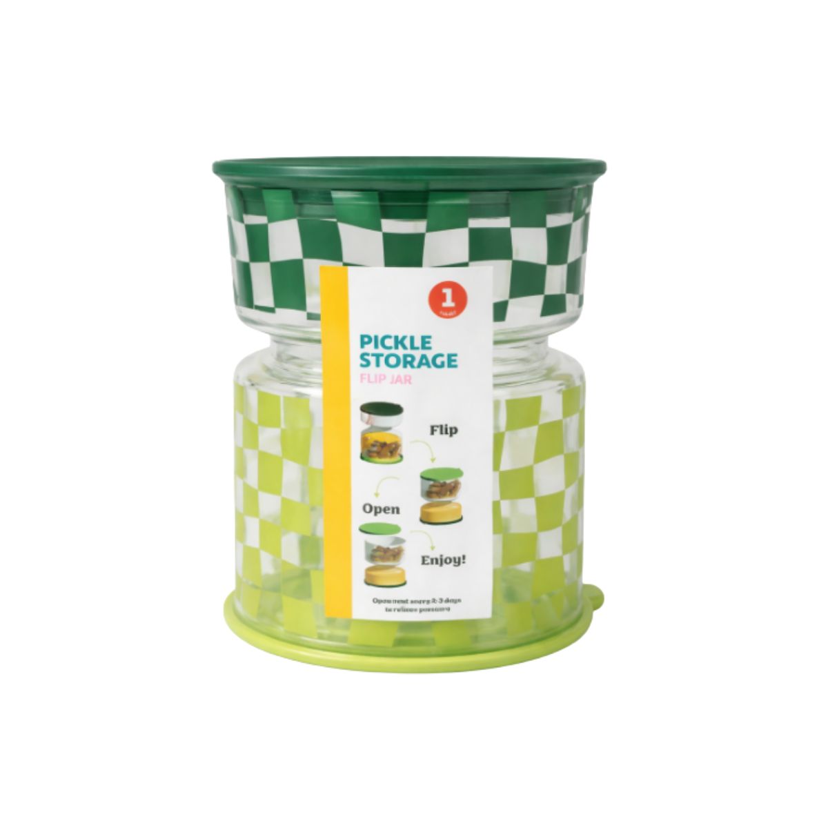 Pickle Flip Jar - TARGET Green TARGET pickle flip jar in green with checkered pattern and snap lid