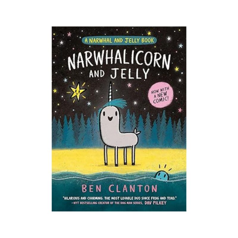 Narwhalicorn narwhal and jelly book cover in bright colourful design
