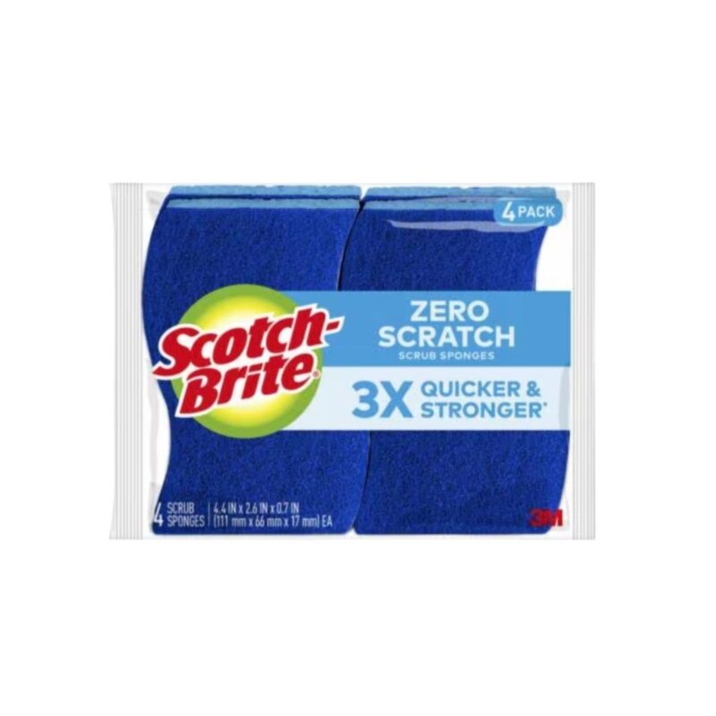 3M zero scratch sponges in blue with non-scratch scrubbing surface