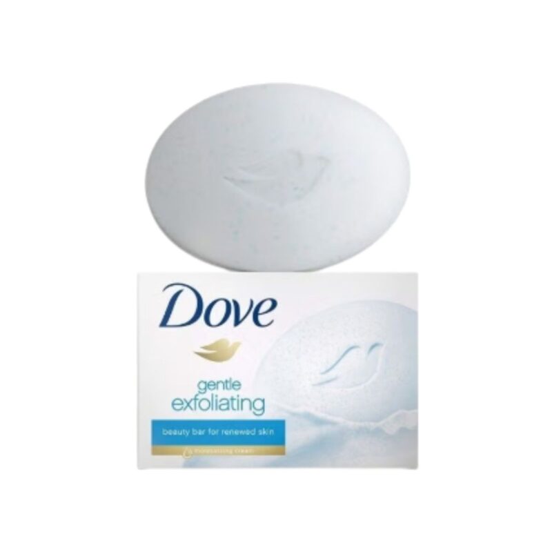 Dove bar soap in white with gentle exfoliating beads