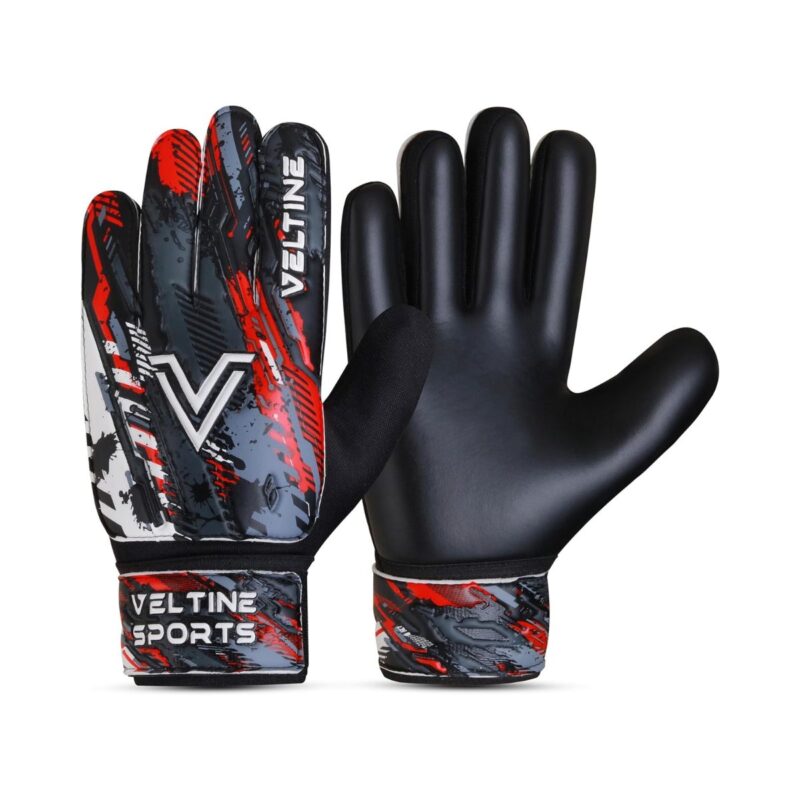 Veltine Sports soccer goalie gloves in black and green with heavy grip palm