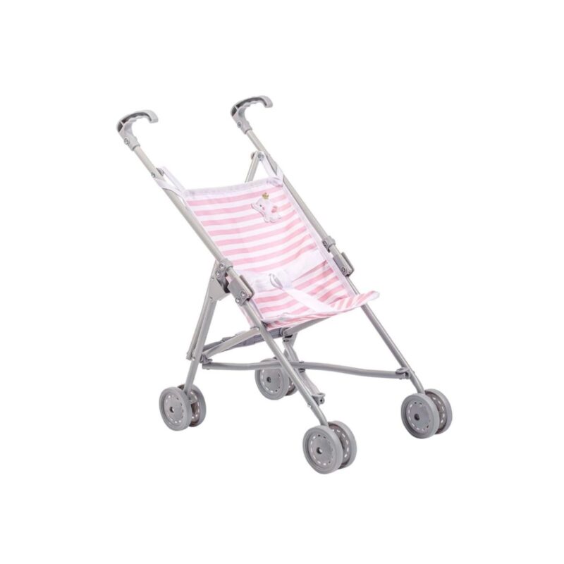 Jc umbrella baby doll stroller in pink and white striped seat